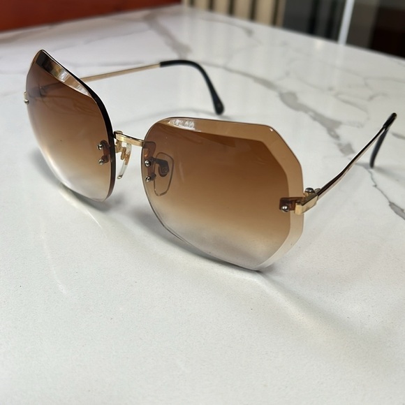 Vintage Beveled Rimless Large Sunglasses Ophthalmic for Prescription as Needed main image 5